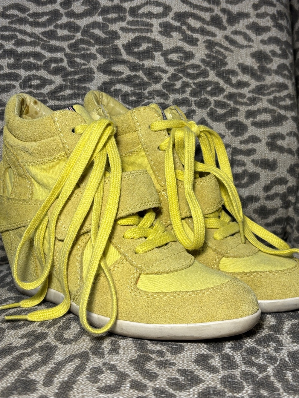 Ash Bowie wedge sneaker in lemon y2k style heeled sneakers neon yellow size 36